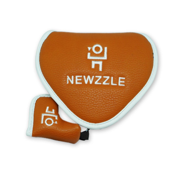 반달 자석 투볼 포인트라인 퍼터커버 브라운화이트