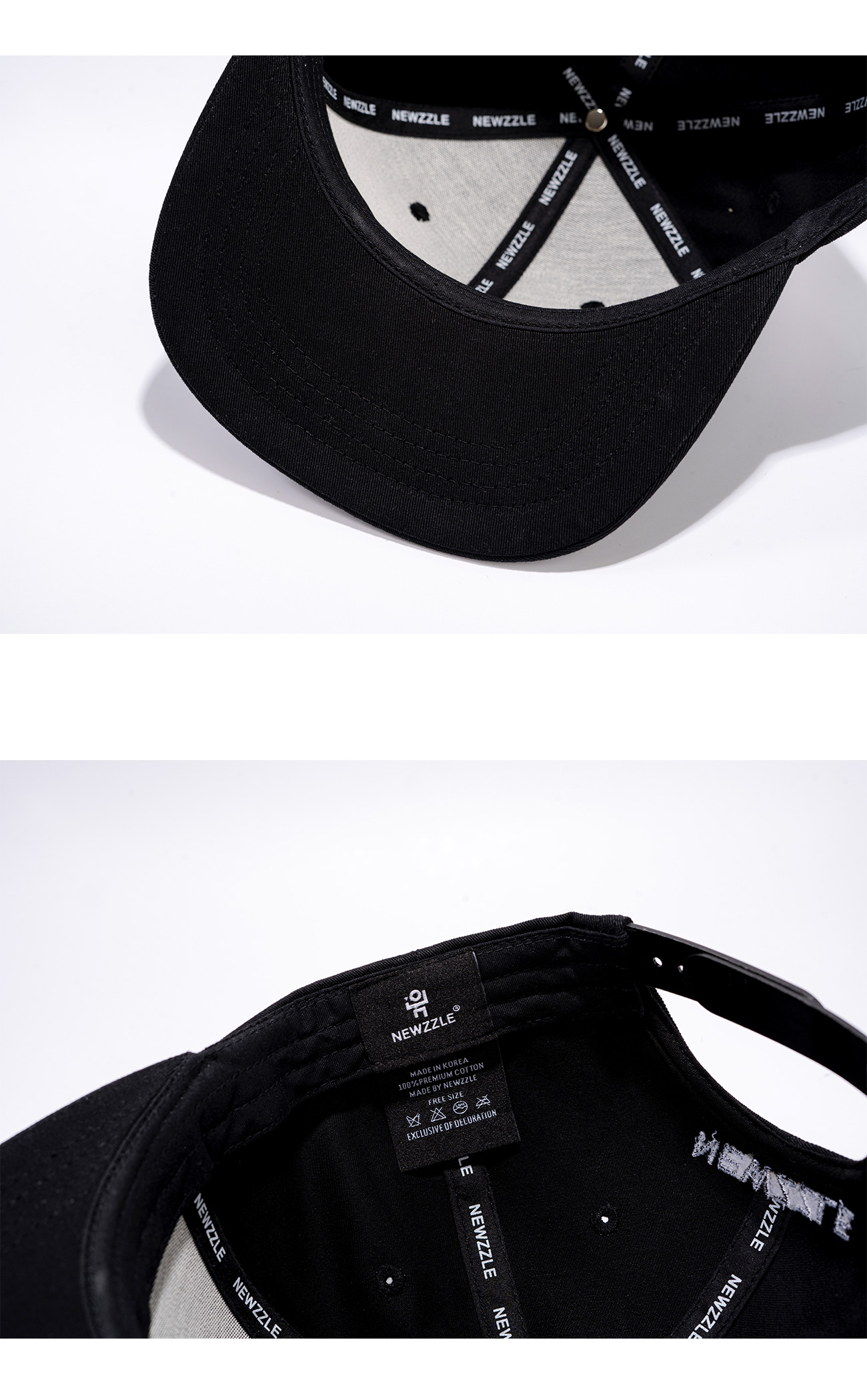 심볼 빅 로고 시그니처 스냅백 블랙 블랙&화이트자수 detail 3
