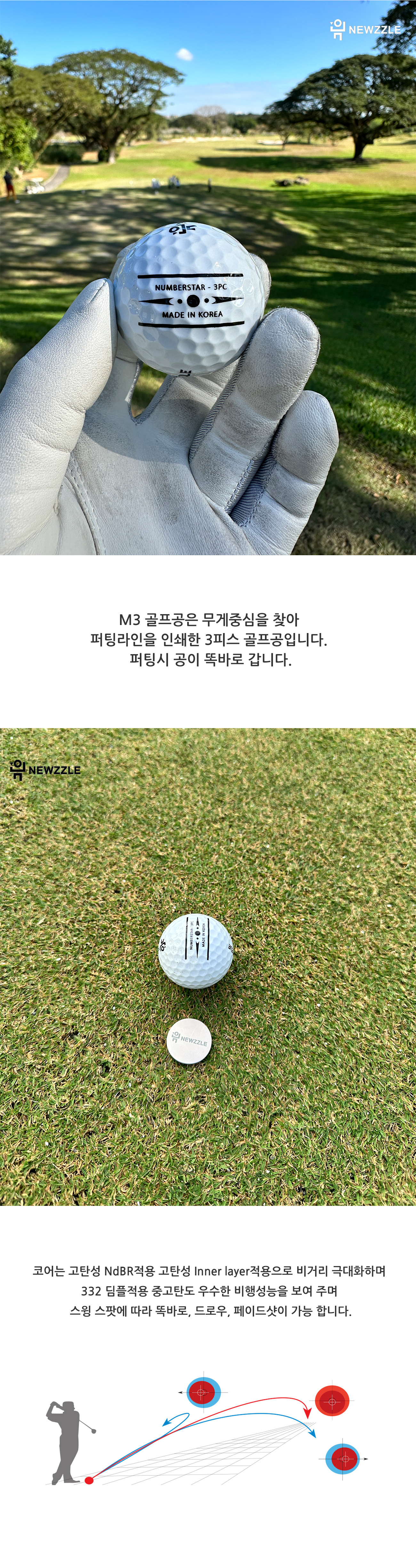넘버스타 M3 소프트 발란스 3피스 골프공 12구 detail 3